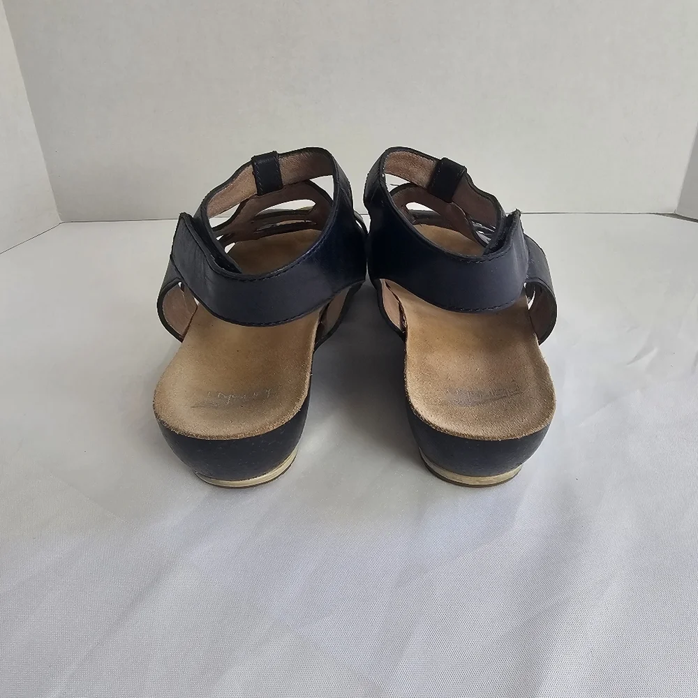 Dansko Valentina Caged Wedge Sandals Black Leather Women’s EU 40 US 9.5–10